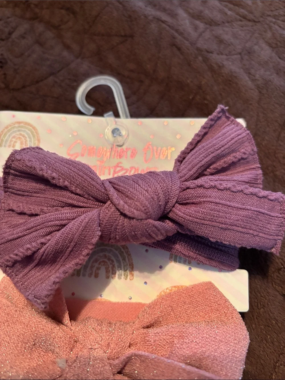 3-Pack Girls Bow Headbands in Purple, Pink, and Gray